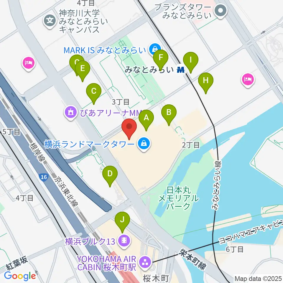横浜ランドマークホール周辺のコンビニエンスストア一覧地図