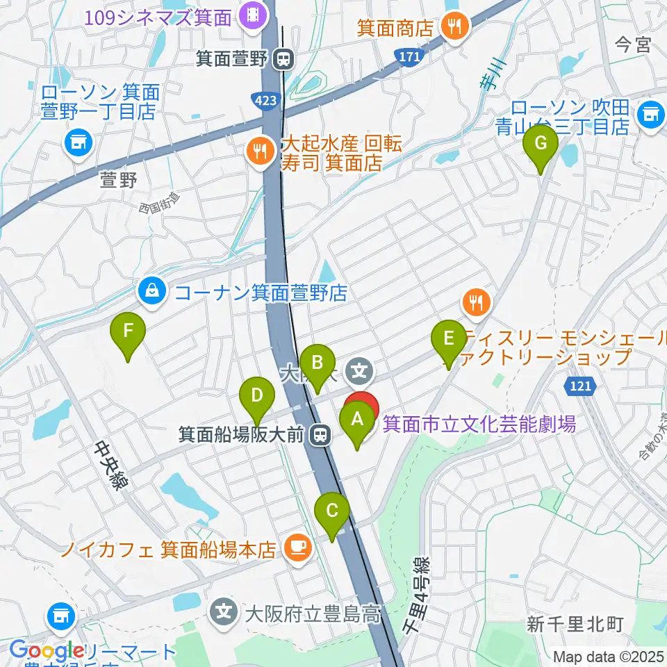 東京建物 Brillia HALL 箕面周辺のコンビニエンスストア一覧地図