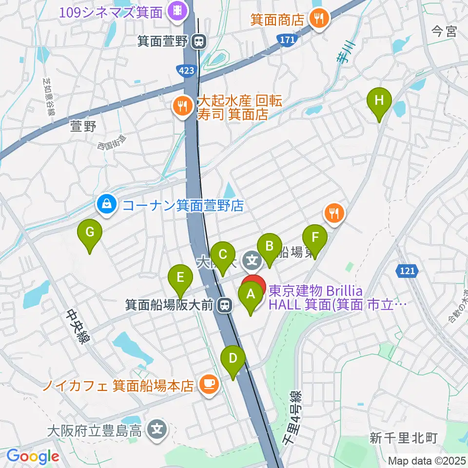 東京建物 Brillia HALL 箕面周辺のコンビニエンスストア一覧地図