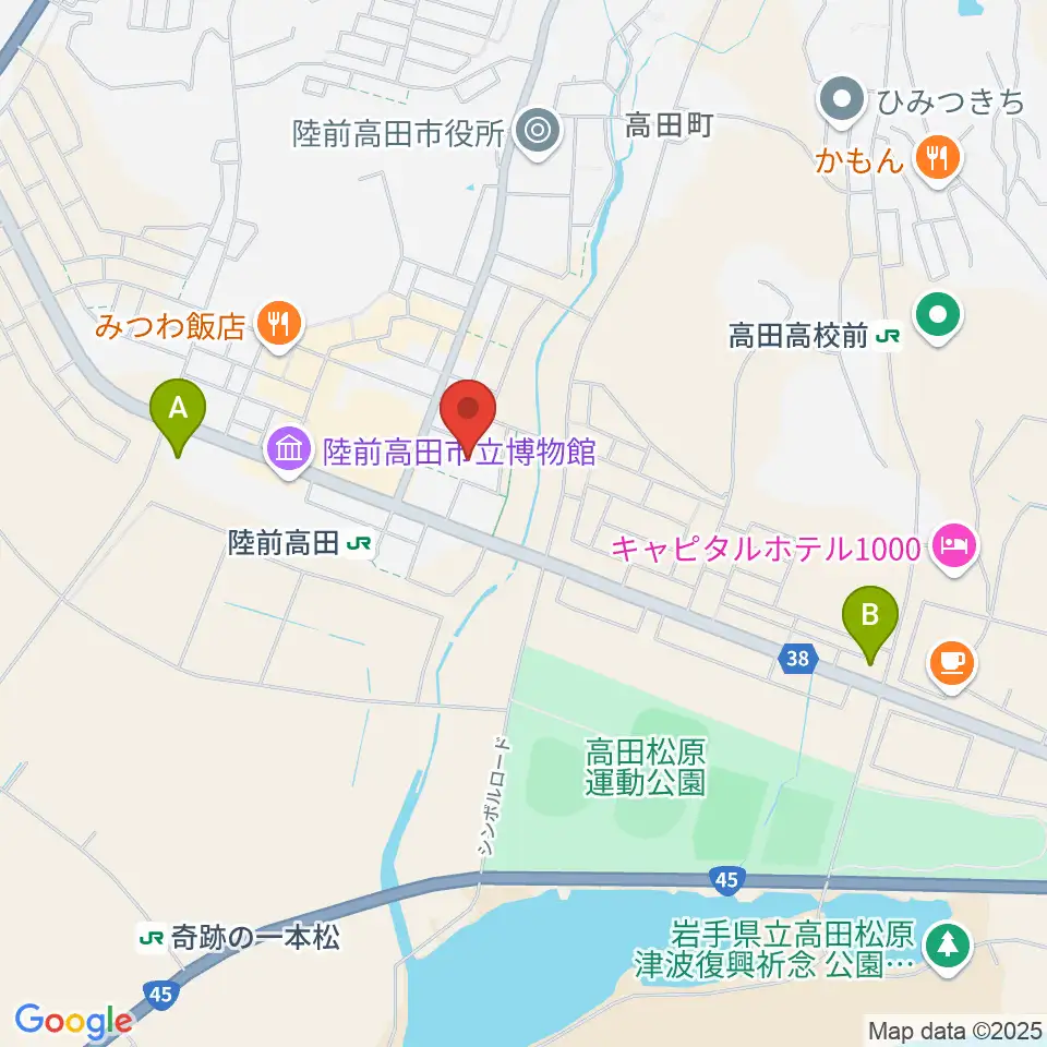 陸前高田市民文化会館 奇跡の一本松ホール周辺のコンビニエンスストア一覧地図