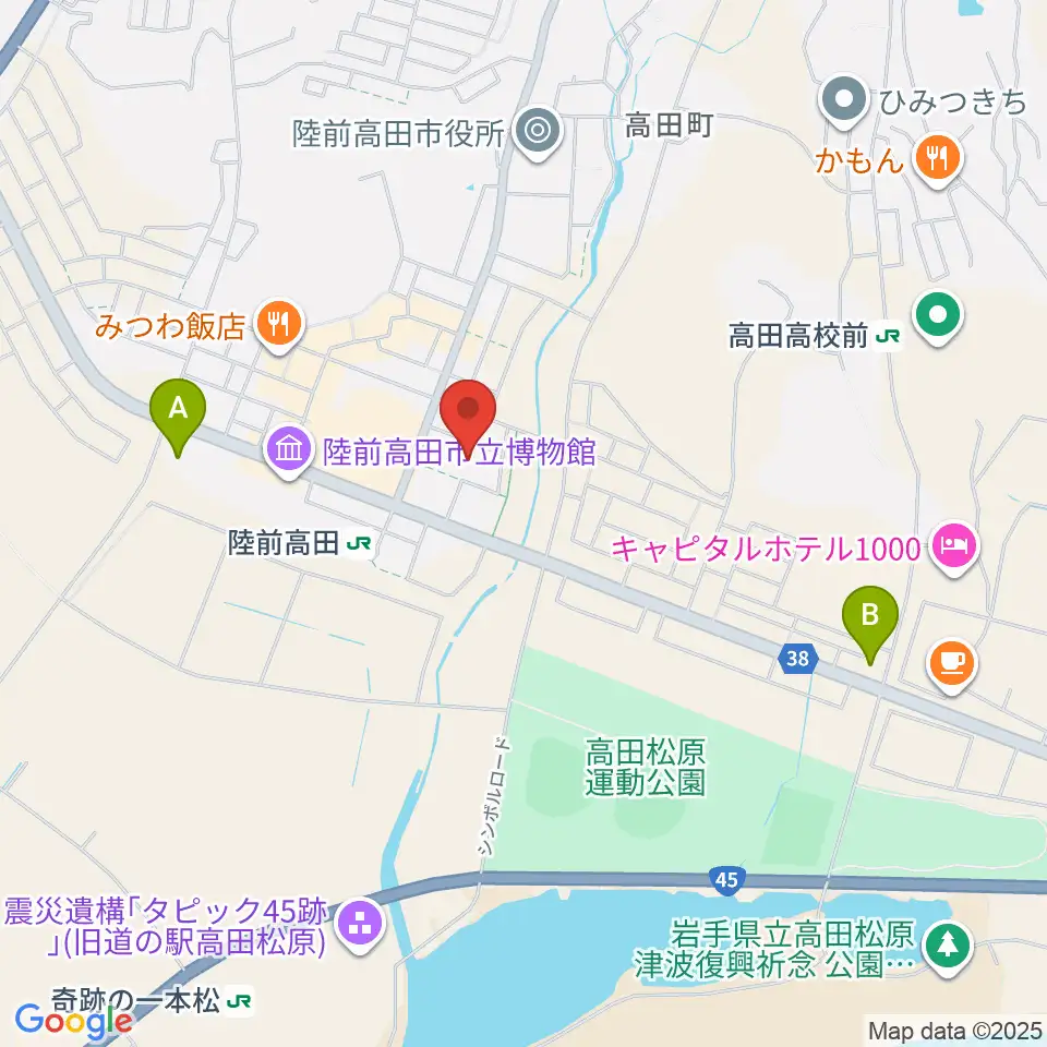 陸前高田市民文化会館 奇跡の一本松ホール周辺のコンビニエンスストア一覧地図