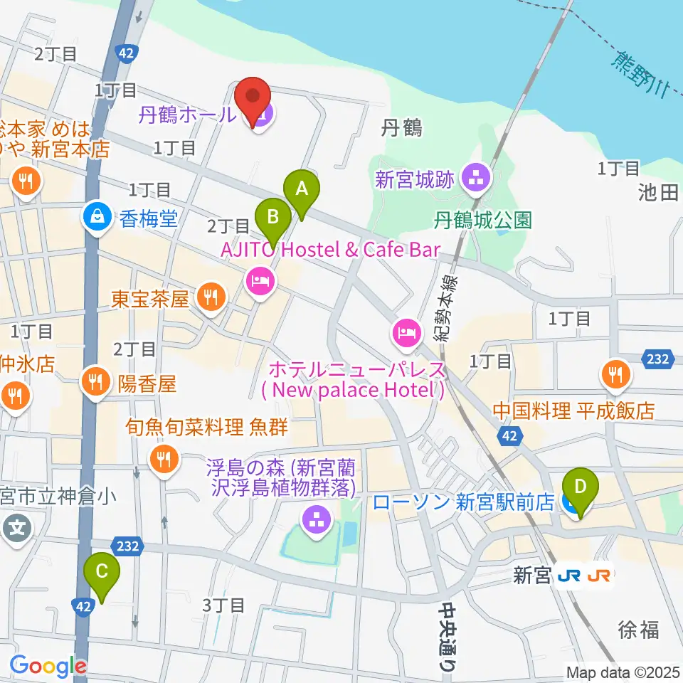 丹鶴ホール周辺のコンビニエンスストア一覧地図