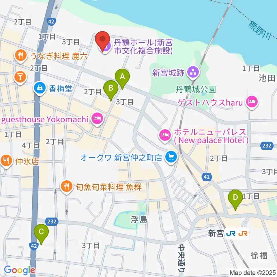 丹鶴ホール周辺のコンビニエンスストア一覧地図