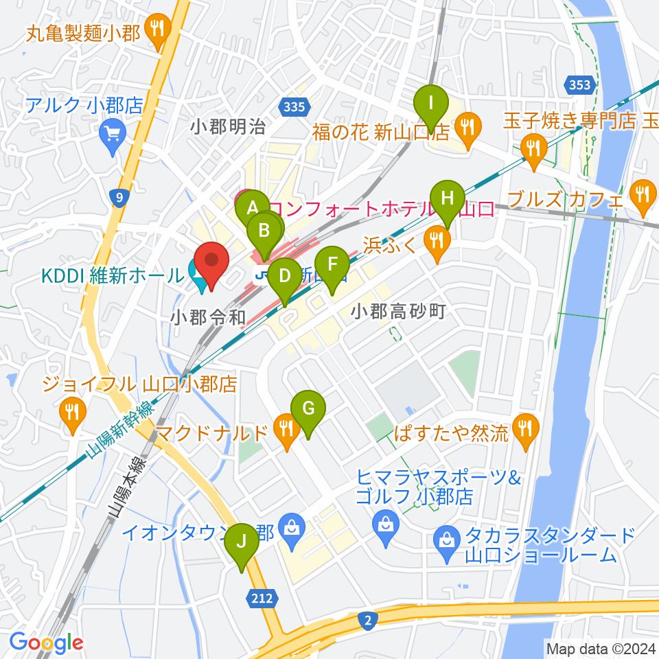 KDDI維新ホール周辺のコンビニエンスストア一覧地図