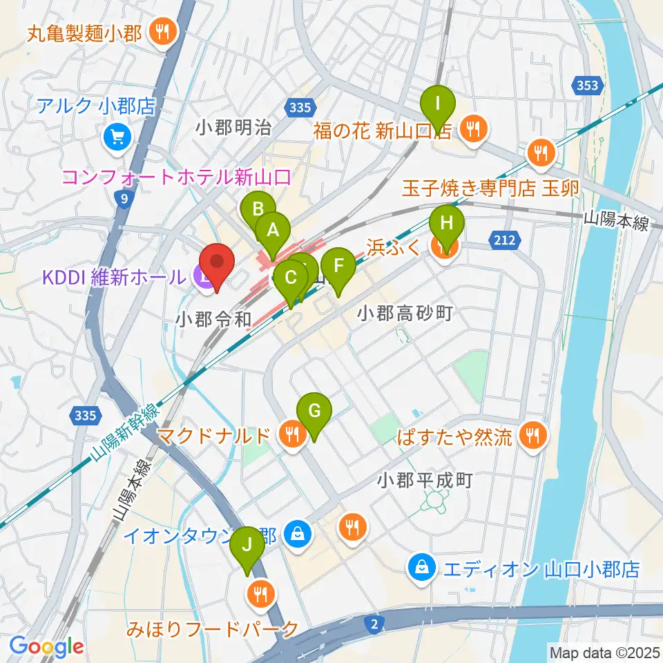 KDDI維新ホール周辺のコンビニエンスストア一覧地図