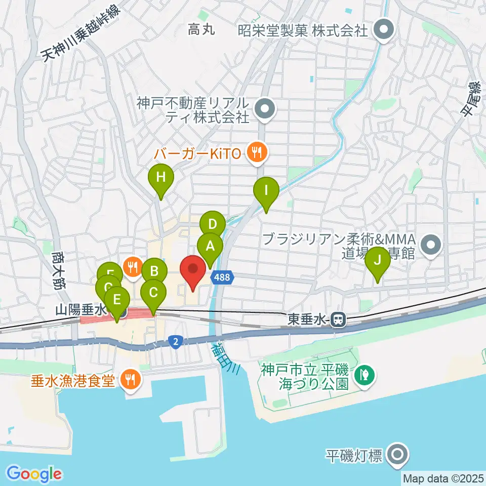 垂水区文化センター レバンテホール周辺のコンビニエンスストア一覧地図