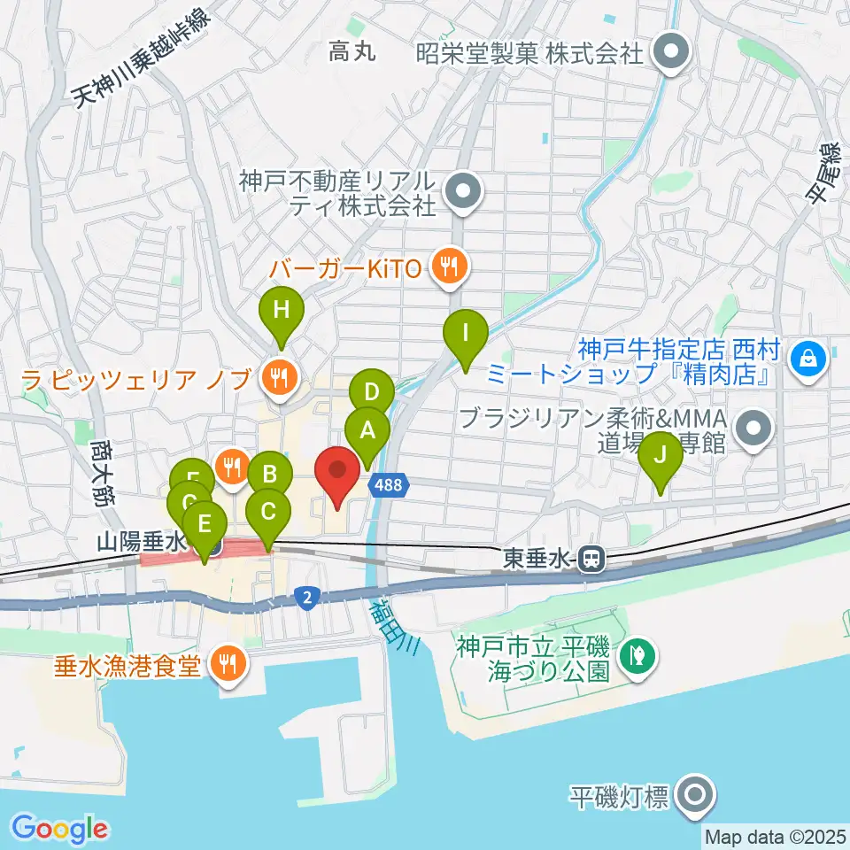 垂水区文化センター レバンテホール周辺のコンビニエンスストア一覧地図