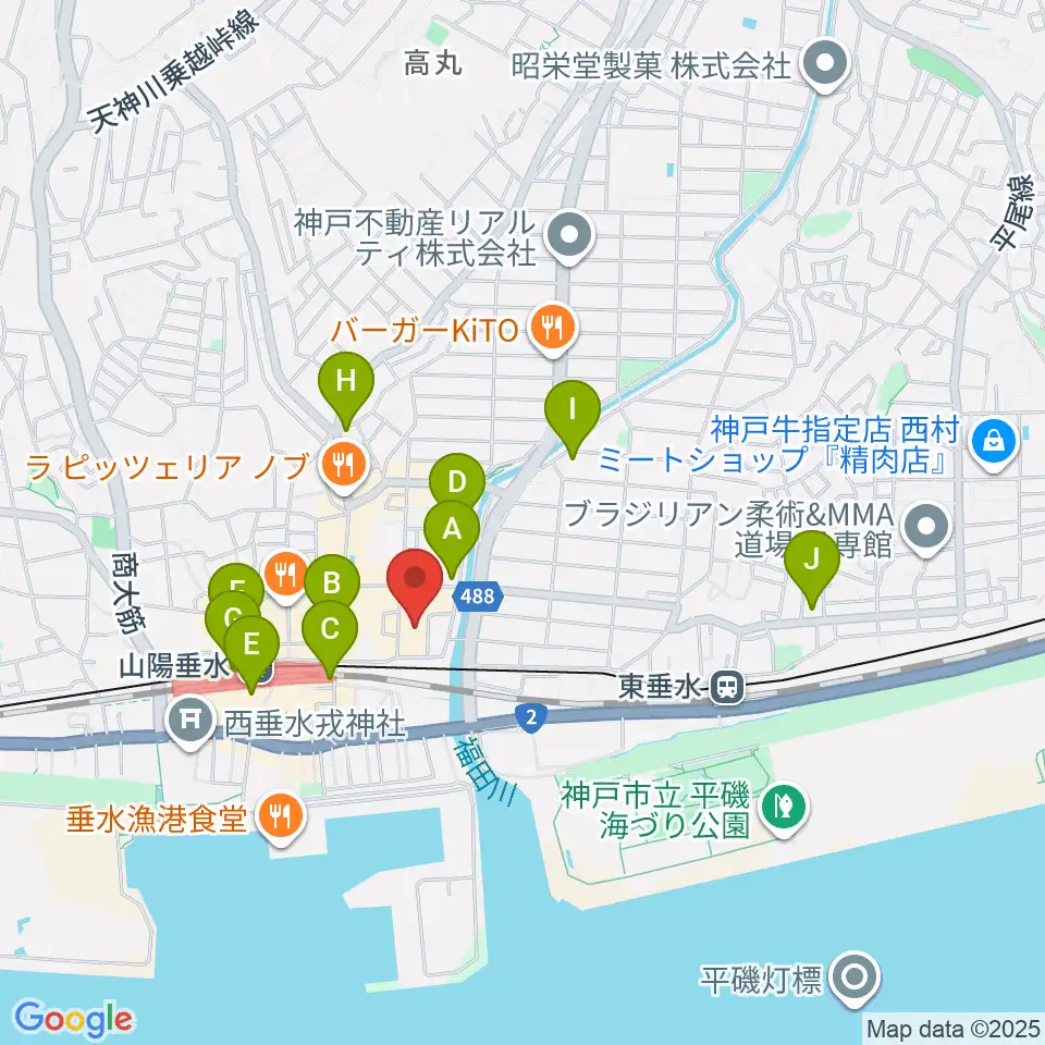垂水区文化センター レバンテホール周辺のコンビニエンスストア一覧地図