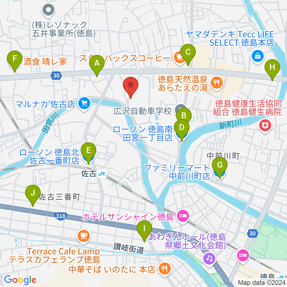 ワークスタッフ陸上競技場（徳島市陸上競技場）周辺のコンビニエンスストア一覧地図