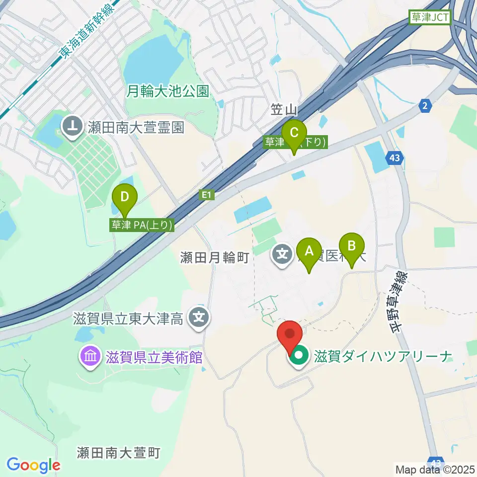 滋賀ダイハツアリーナ周辺のコンビニエンスストア一覧地図