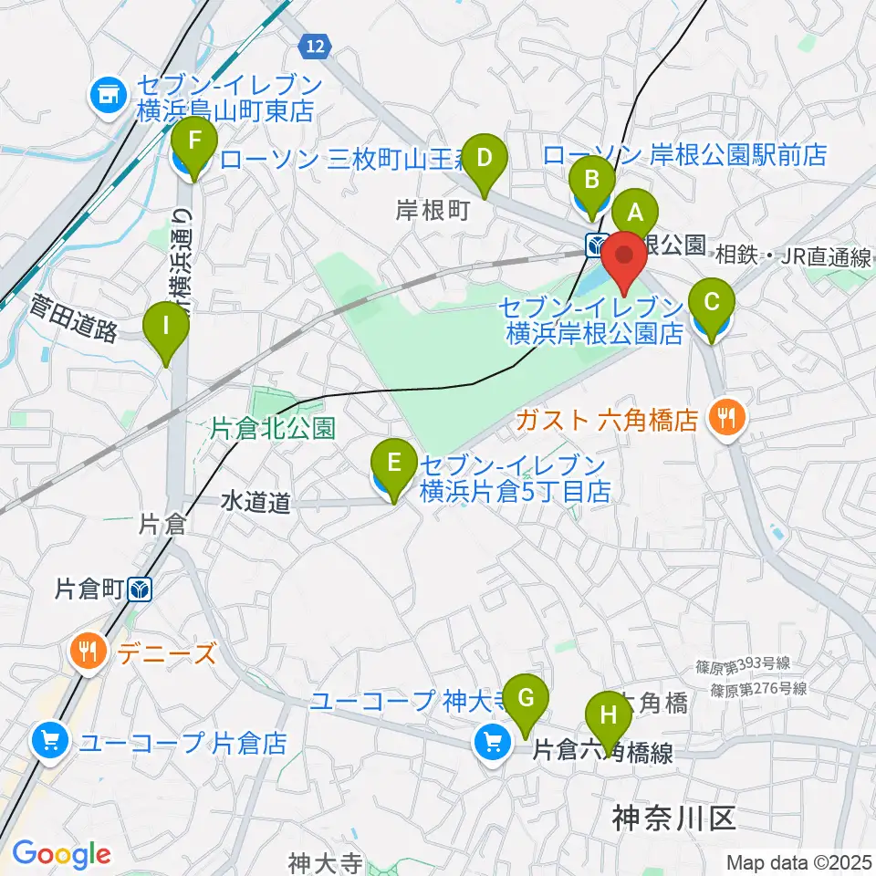 シンコースポーツ神奈川県立武道館周辺のコンビニエンスストア一覧地図