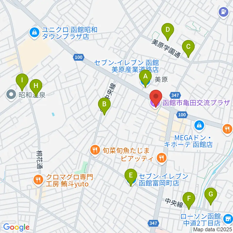 函館市亀田交流プラザ周辺のコンビニエンスストア一覧地図