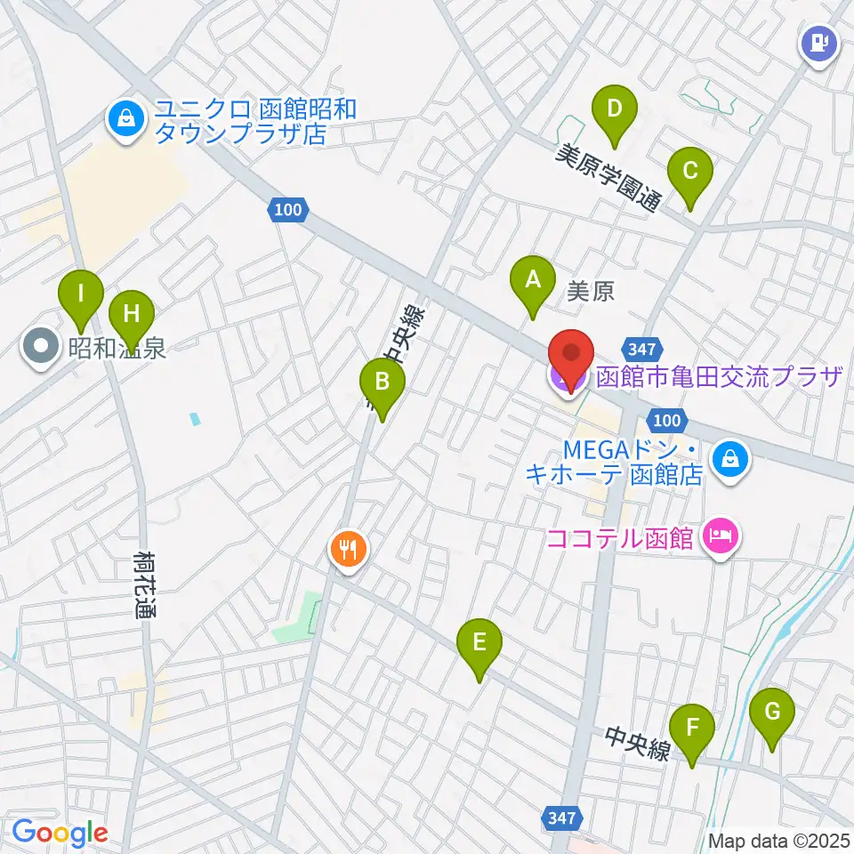 函館市亀田交流プラザ周辺のコンビニエンスストア一覧地図