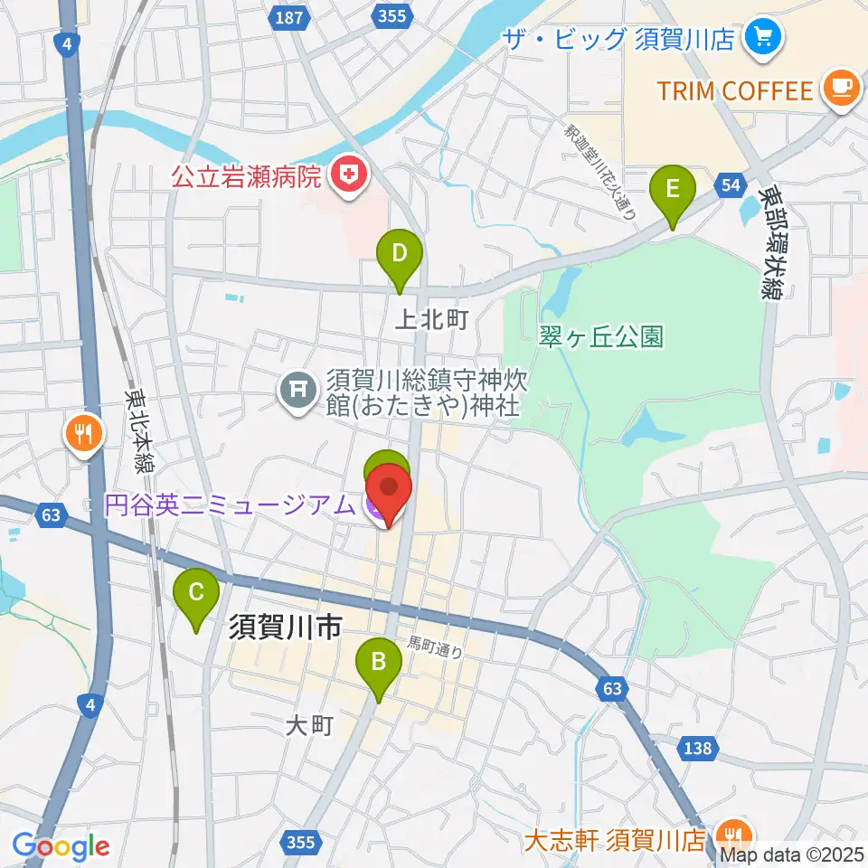 須賀川市民交流センターtette周辺のコンビニエンスストア一覧地図