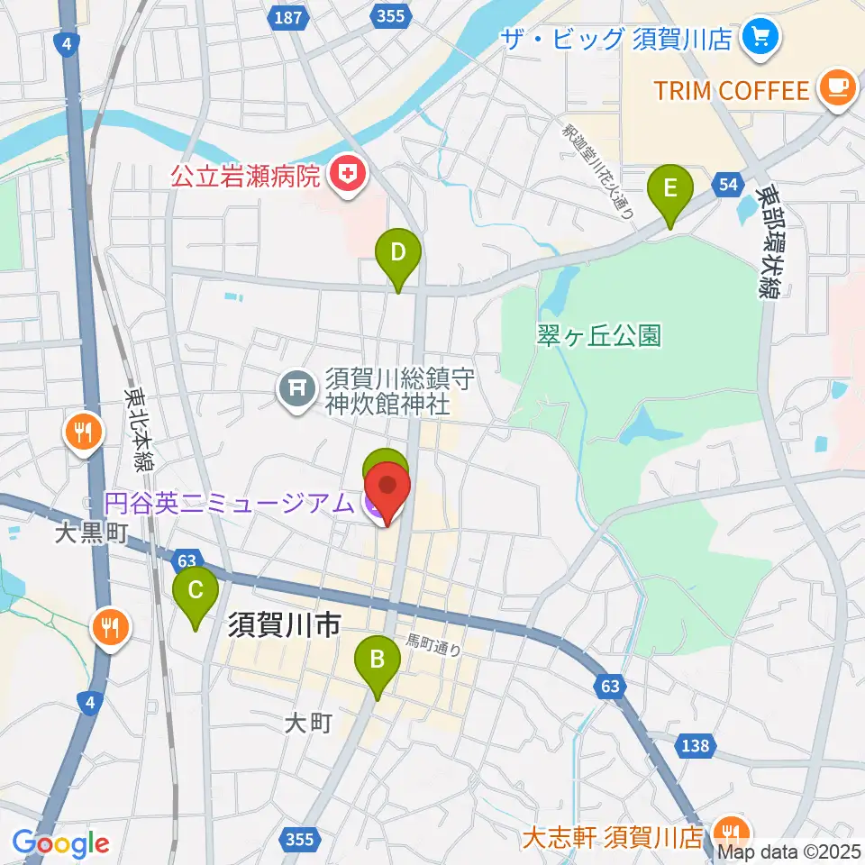須賀川市民交流センターtette周辺のコンビニエンスストア一覧地図