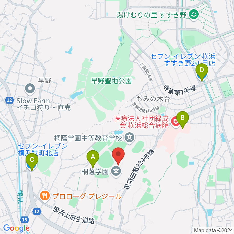 桐蔭学園シンフォニーホール周辺のコンビニエンスストア一覧地図