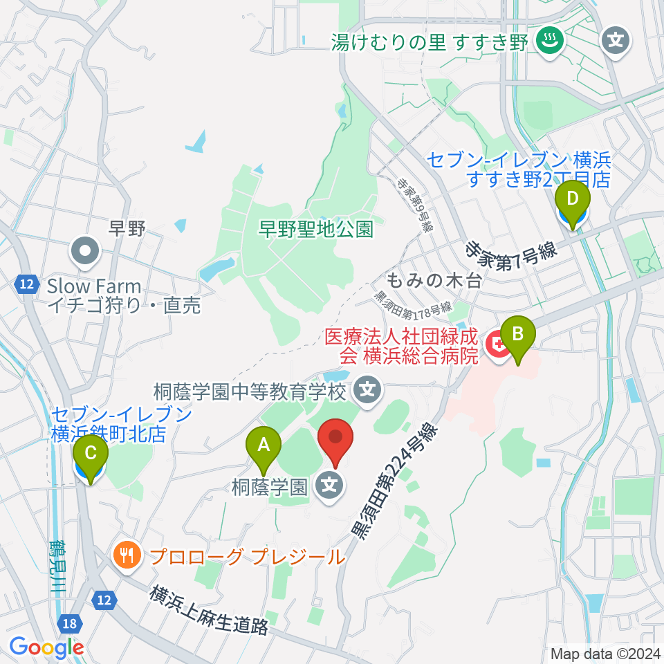 桐蔭学園シンフォニーホール周辺のコンビニエンスストア一覧地図