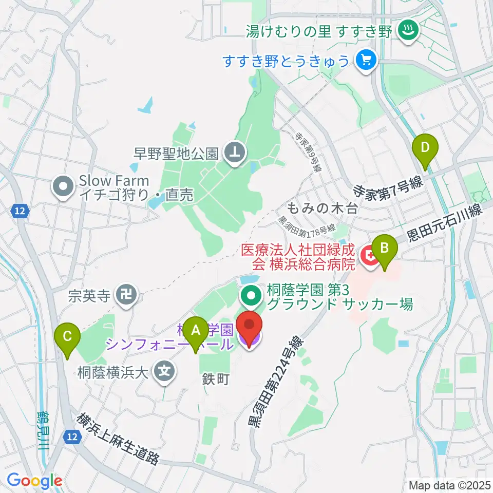 桐蔭学園シンフォニーホール周辺のコンビニエンスストア一覧地図