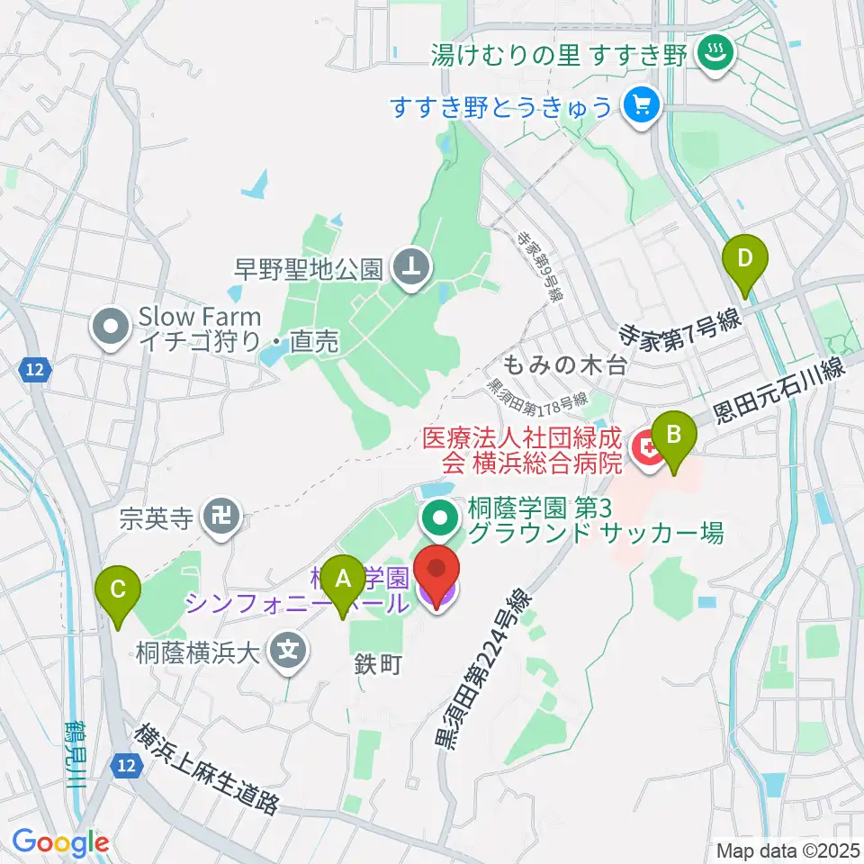 桐蔭学園シンフォニーホール周辺のコンビニエンスストア一覧地図