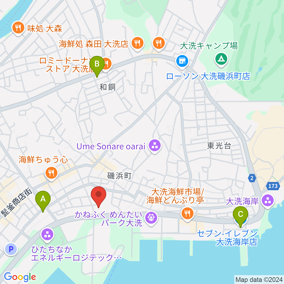 トヨペットスマイルホール大洗周辺のコンビニエンスストア一覧地図