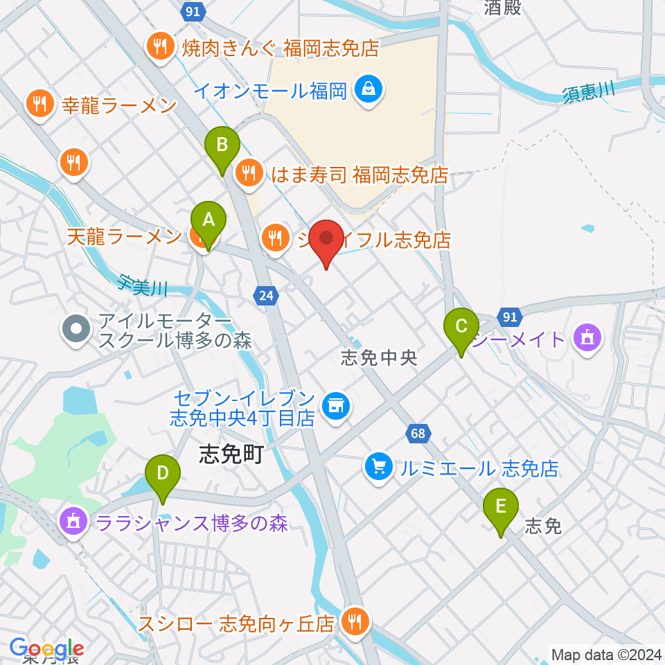 志免町立町民センター周辺のコンビニエンスストア一覧地図