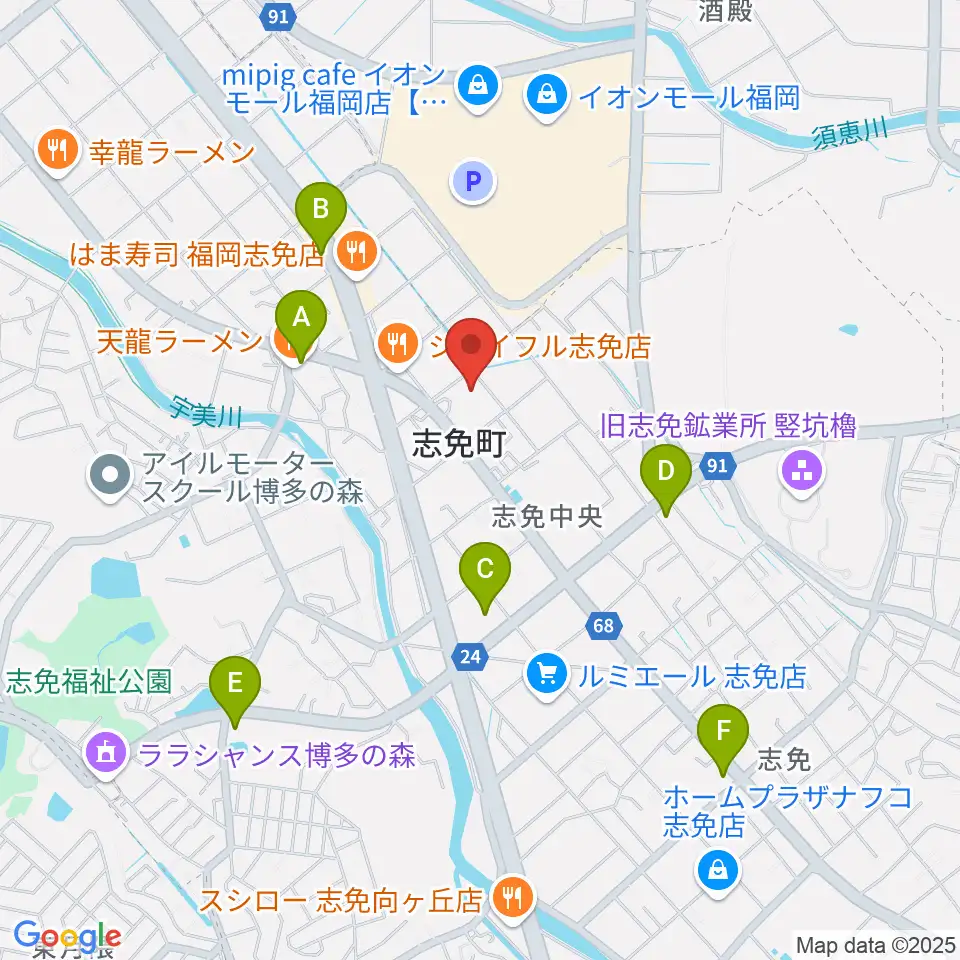 志免町立町民センター周辺のコンビニエンスストア一覧地図