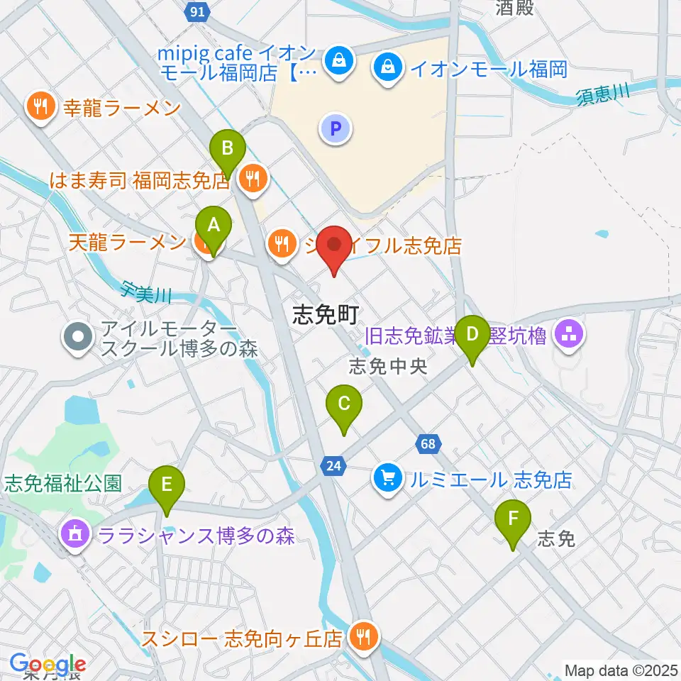 志免町立町民センター周辺のコンビニエンスストア一覧地図