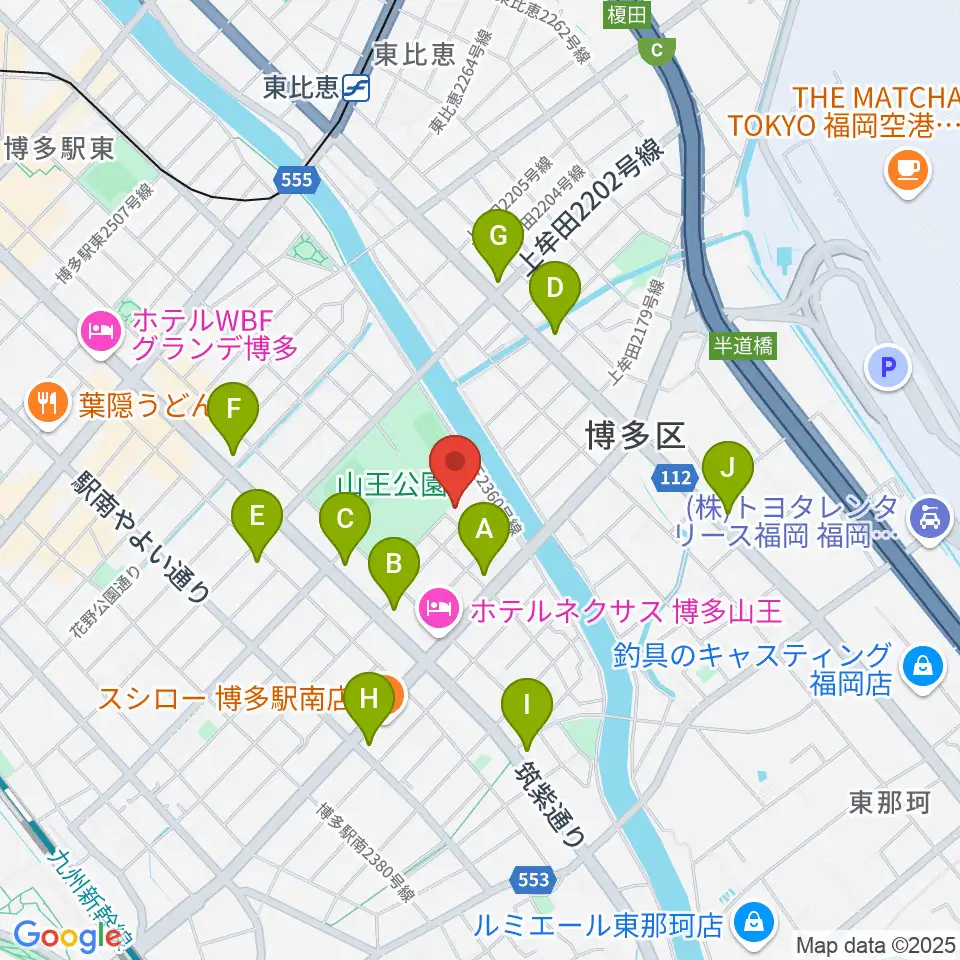 福岡市立博多市民センター周辺のコンビニエンスストア一覧地図