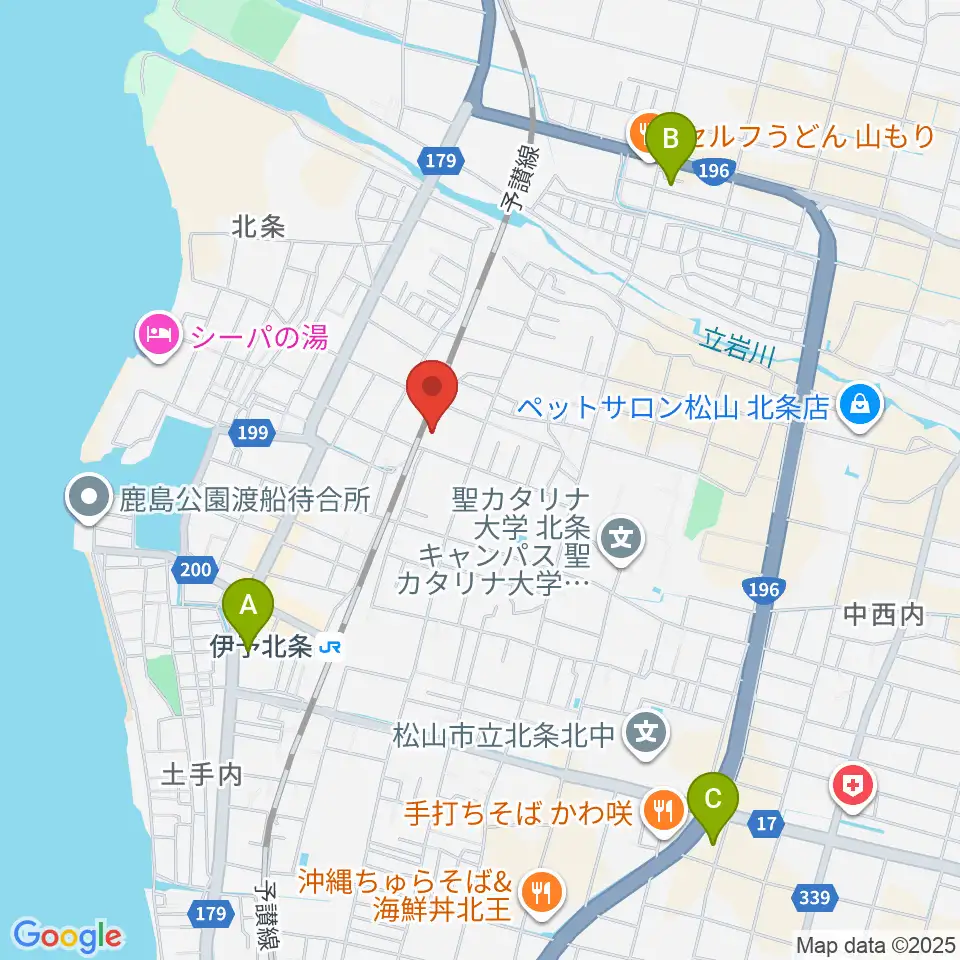 松山市北条市民会館周辺のコンビニエンスストア一覧地図