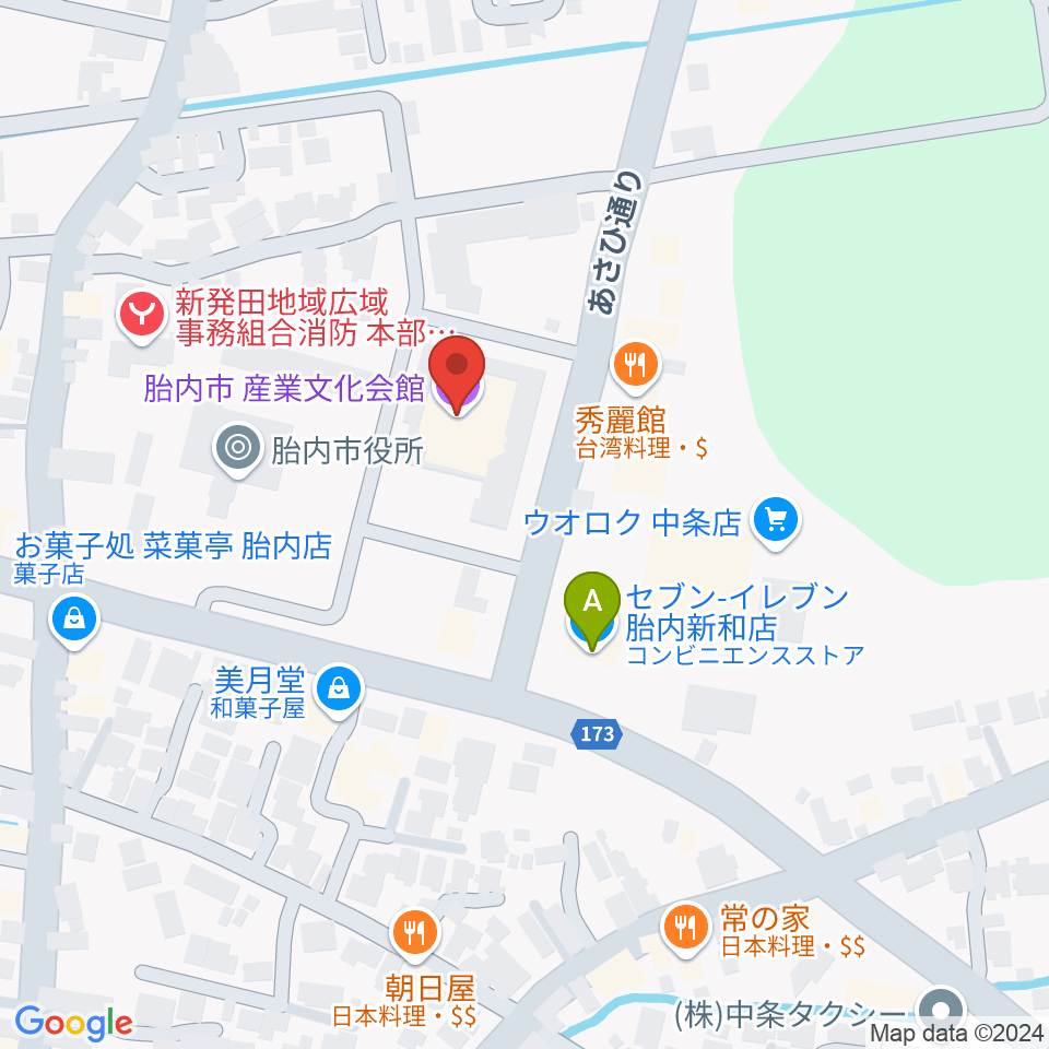 胎内市産業文化会館周辺のコンビニエンスストア一覧地図