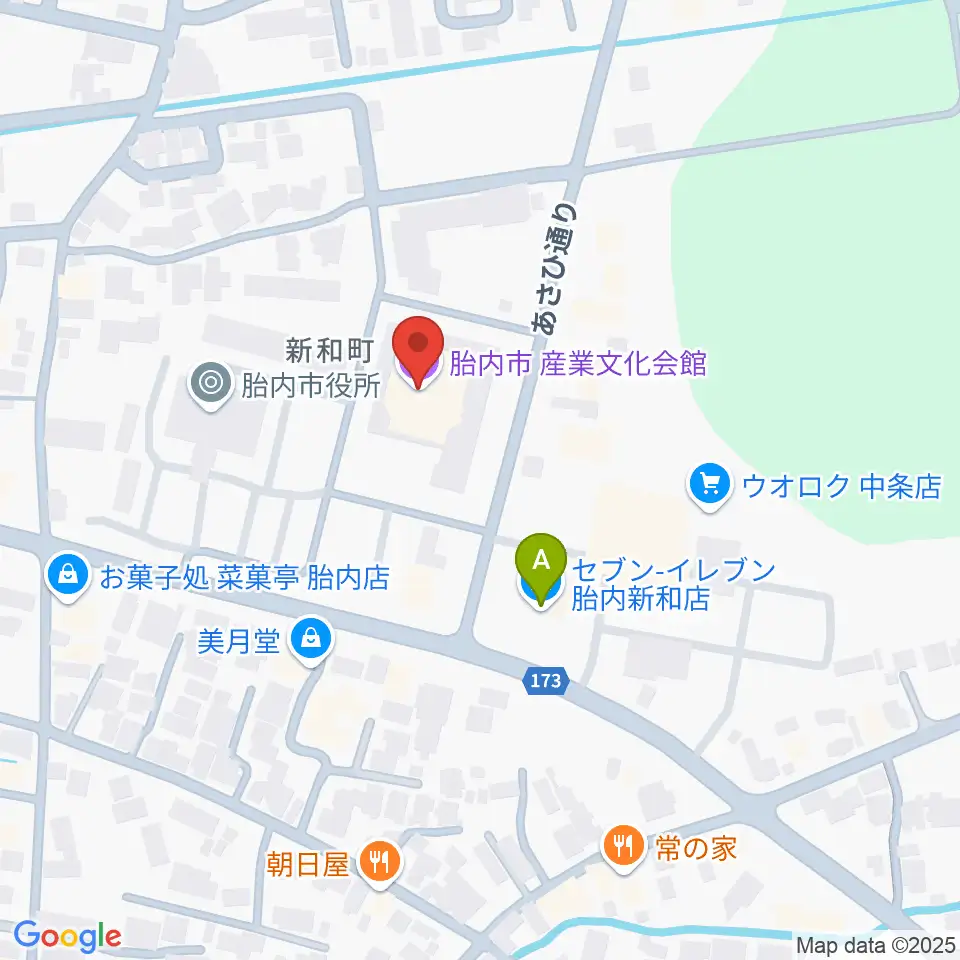 胎内市産業文化会館周辺のコンビニエンスストア一覧地図