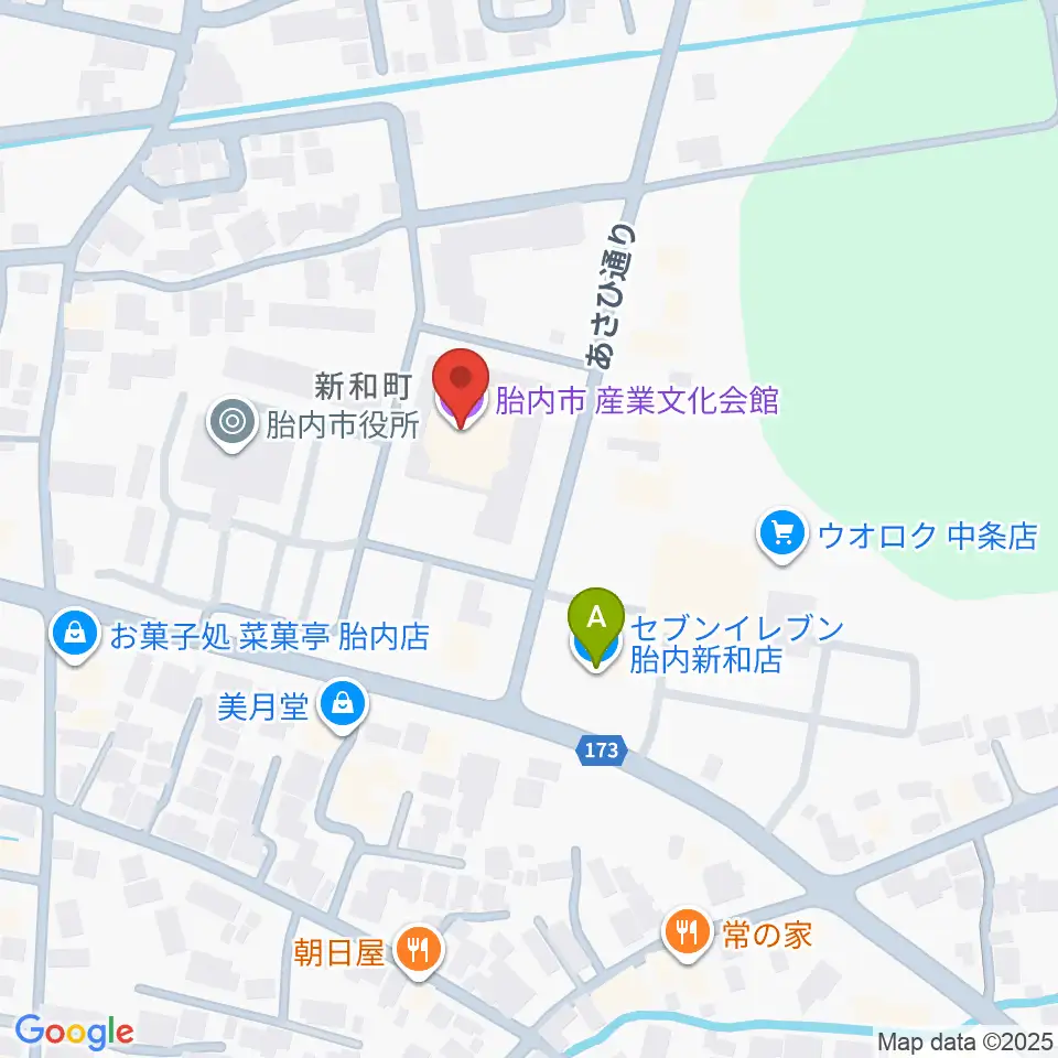 胎内市産業文化会館周辺のコンビニエンスストア一覧地図