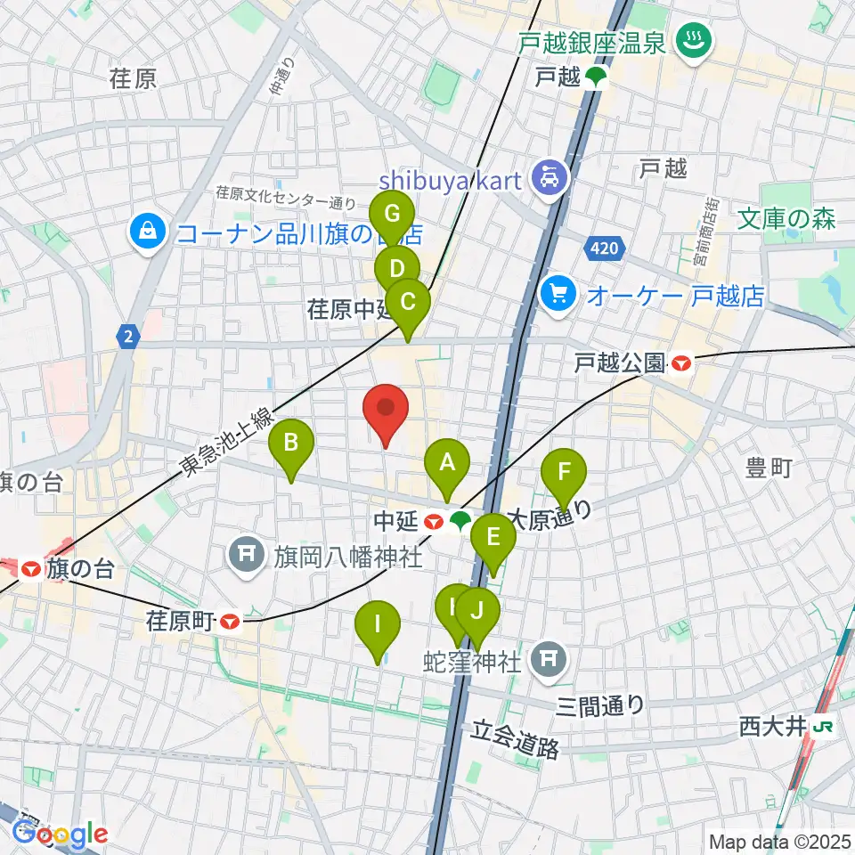 中延アイランドスタジオ周辺のコンビニエンスストア一覧地図