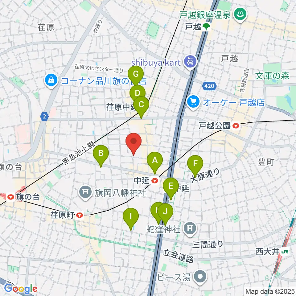 中延アイランドスタジオ周辺のコンビニエンスストア一覧地図