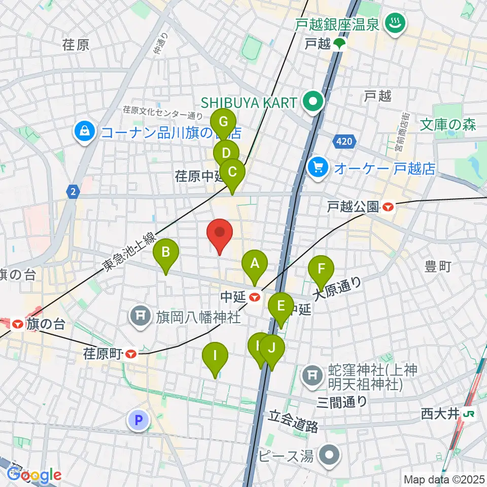 中延アイランドスタジオ周辺のコンビニエンスストア一覧地図
