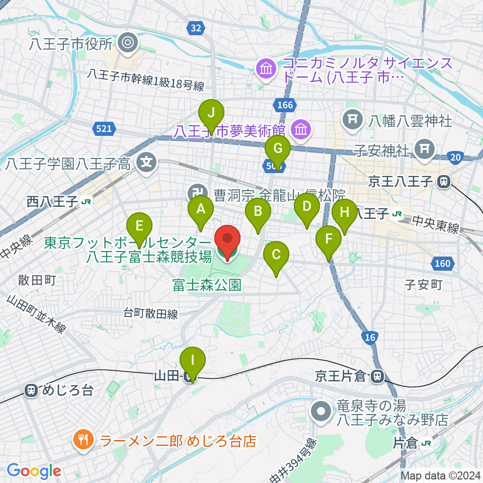 東京フットボールセンター八王子富士森競技場周辺のコンビニエンスストア一覧地図