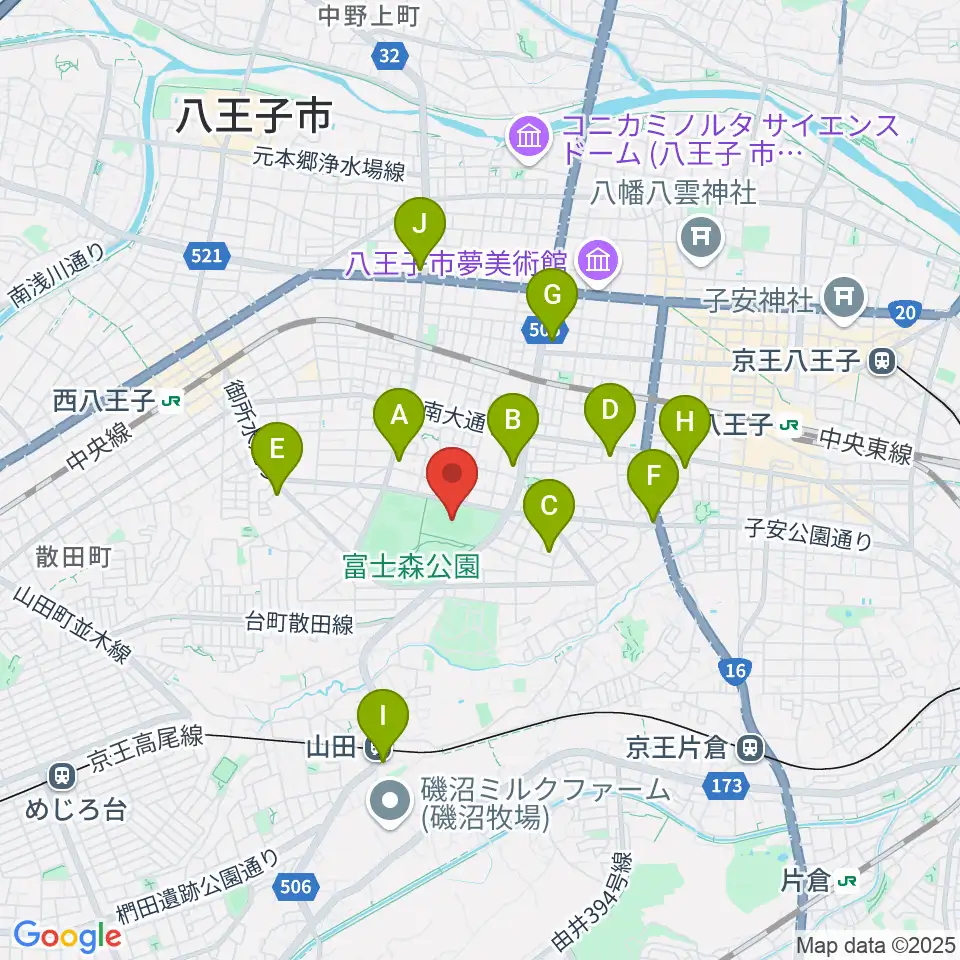 東京フットボールセンター八王子富士森競技場周辺のコンビニエンスストア一覧地図