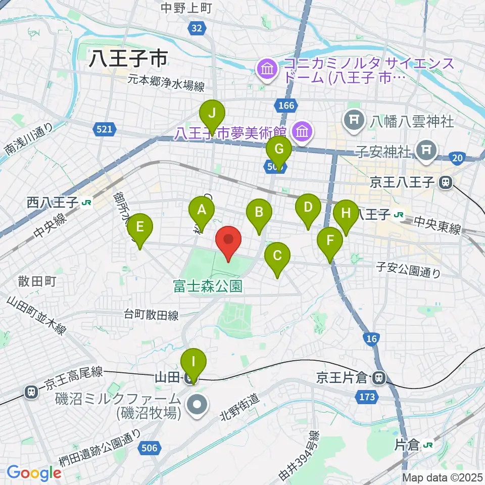 東京フットボールセンター八王子富士森競技場周辺のコンビニエンスストア一覧地図