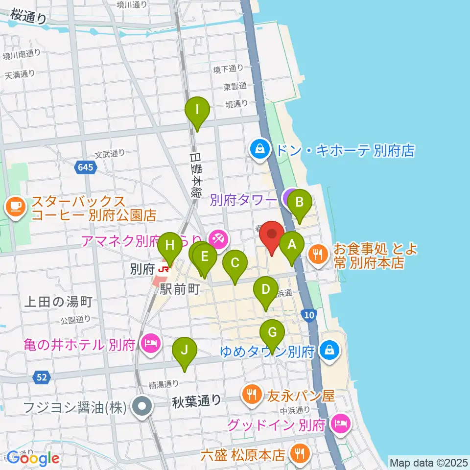ぶらり劇場別府座周辺のコンビニエンスストア一覧地図