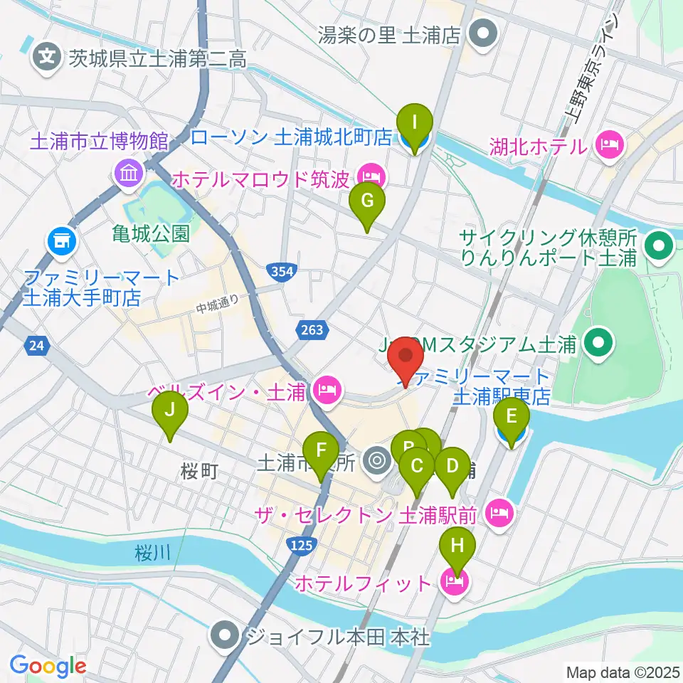 土浦VBOX周辺のコンビニエンスストア一覧地図