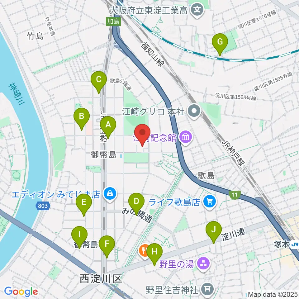 近藤技研工業 西淀川区民ホール周辺のコンビニエンスストア一覧地図