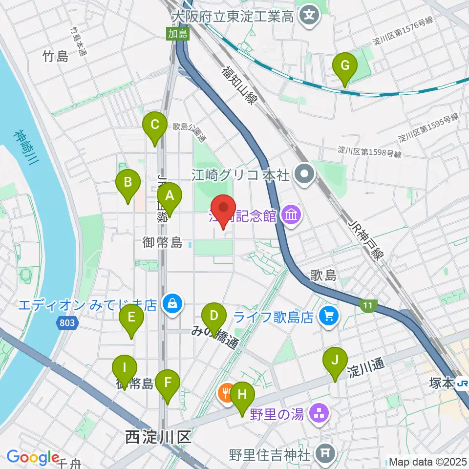 近藤技研工業 西淀川区民ホール周辺のコンビニエンスストア一覧地図
