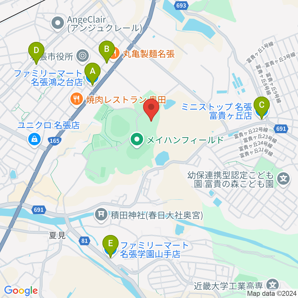 マツヤマSSKアリーナ周辺のコンビニエンスストア一覧地図