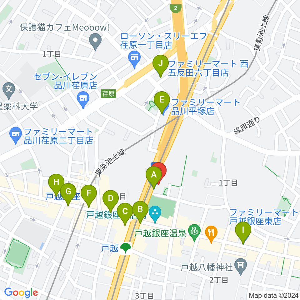 FMしながわ　周辺のコンビニエンスストア一覧地図