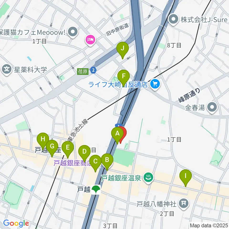 FMしながわ周辺のコンビニエンスストア一覧地図