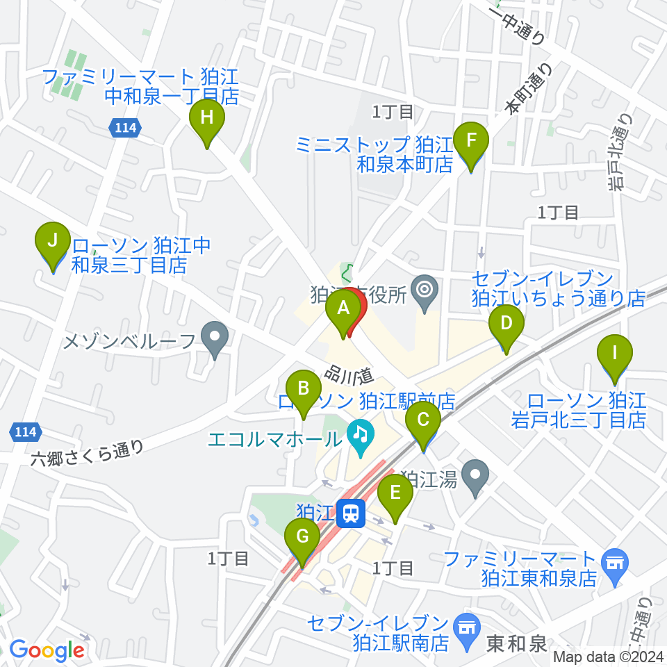 コマラジ（狛江エフエム）周辺のコンビニエンスストア一覧地図