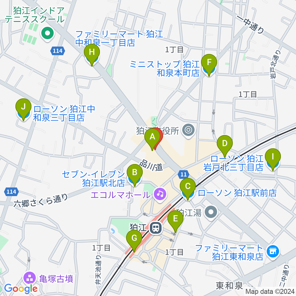 コマラジ（狛江エフエム）周辺のコンビニエンスストア一覧地図