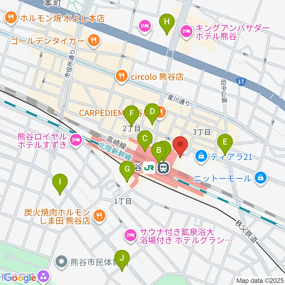 FMクマガヤ周辺のコンビニエンスストア一覧地図