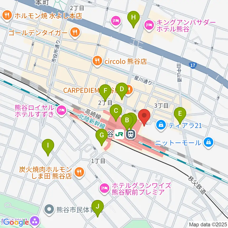 FMクマガヤ周辺のコンビニエンスストア一覧地図