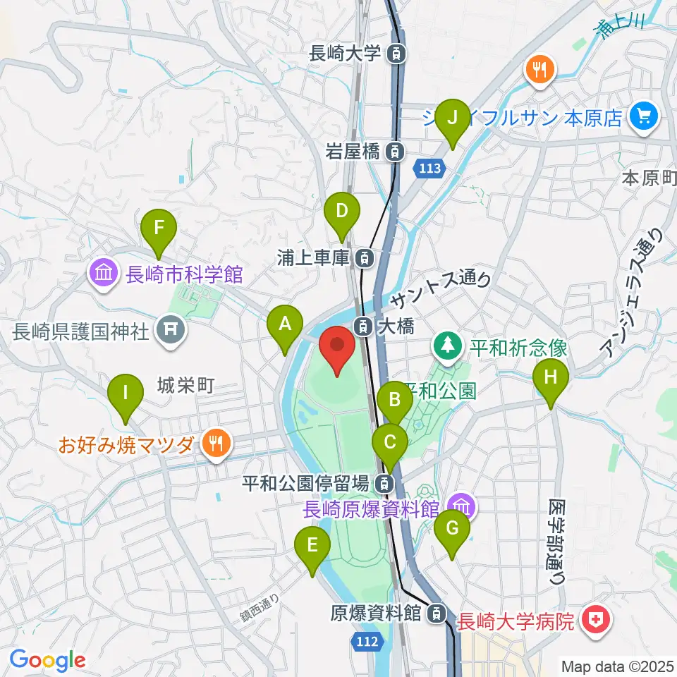 長崎ビッグNスタジアム 長崎県営野球場周辺のコンビニエンスストア一覧地図